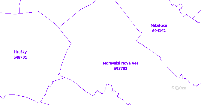 Katastrální mapa Moravská Nová Ves