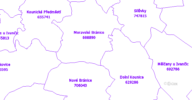 Katastrální mapa Moravské Bránice