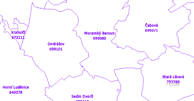 Katastrální mapa Moravský Beroun