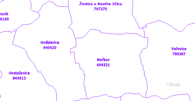 Katastrální mapa Mořkov