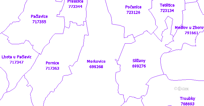 Katastrální mapa Morkovice-Slížany
