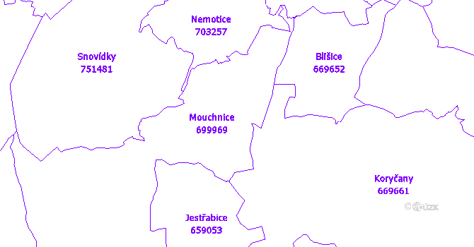 Katastrální mapa Mouchnice