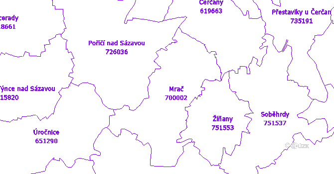 Katastrální mapa Mrač