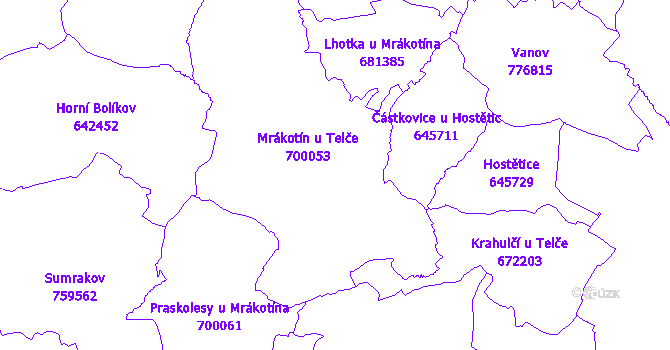 Katastrální mapa Mrákotín
