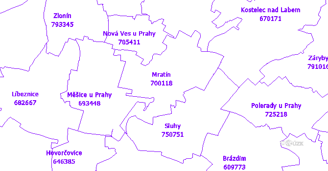 Katastrální mapa Mratín