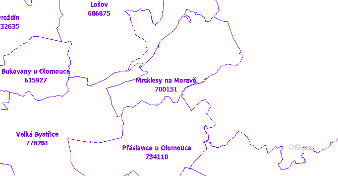 Katastrální mapa Mrsklesy
