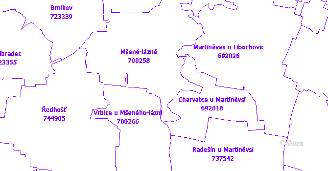 Katastrální mapa Mšené-lázně