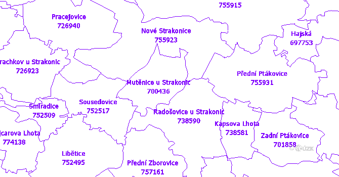 Katastrální mapa Mutěnice