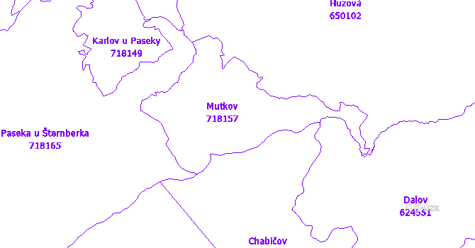 Katastrální mapa Mutkov