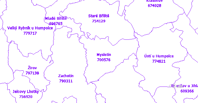 Katastrální mapa Mysletín