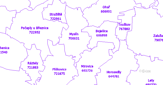 Katastrální mapa Myslín