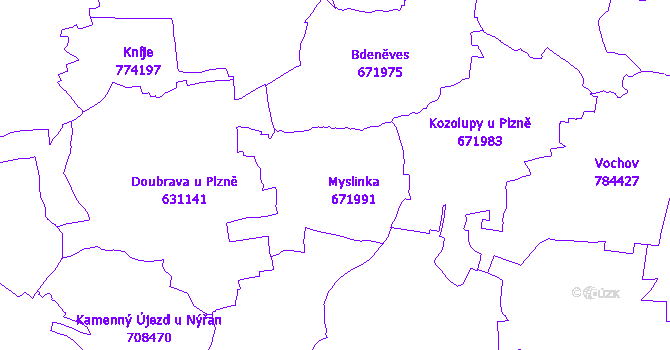 Katastrální mapa Myslinka