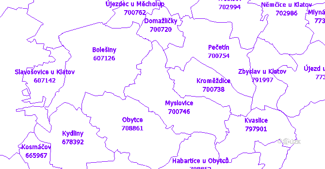 Katastrální mapa Myslovice
