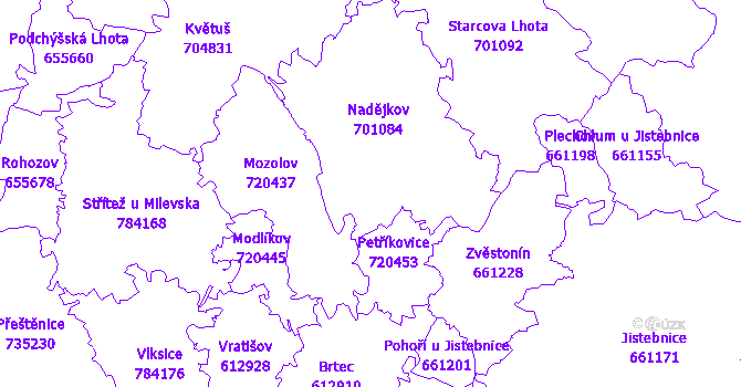Katastrální mapa Nadějkov