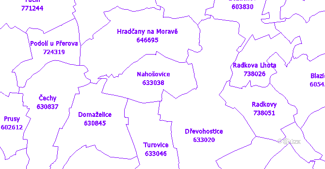 Katastrální mapa Nahošovice