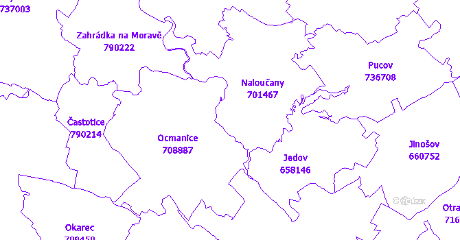 Katastrální mapa Naloučany