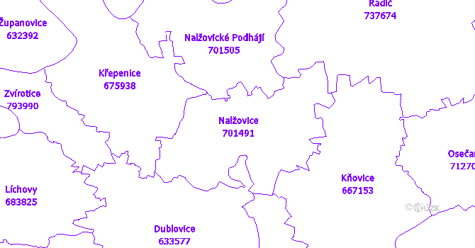 Katastrální mapa Nalžovice