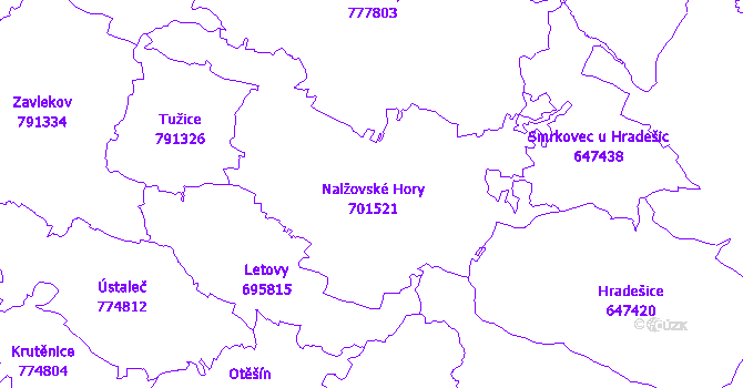 Katastrální mapa Nalžovské Hory