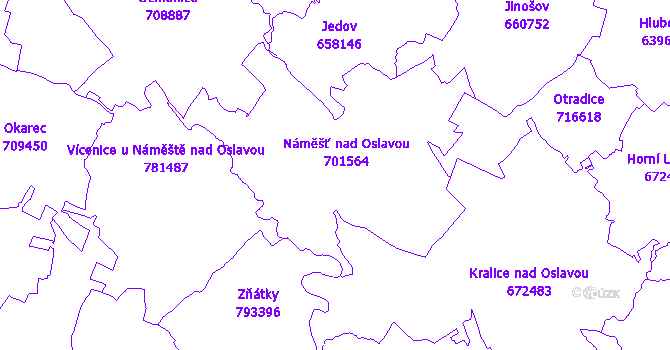 Katastrální mapa Náměšť nad Oslavou