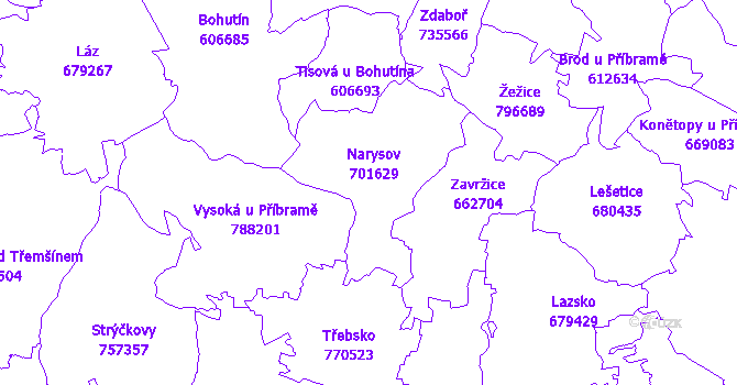 Katastrální mapa Narysov
