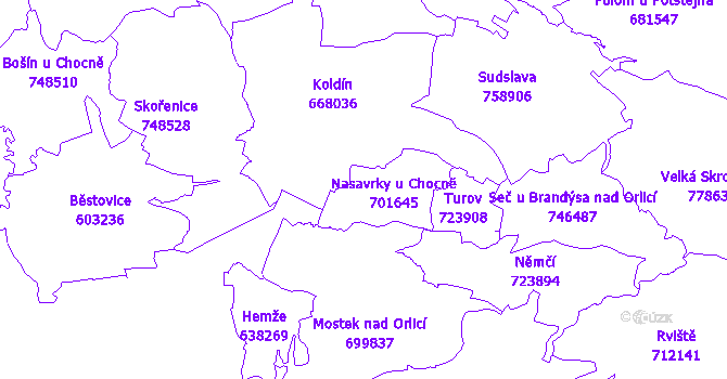 Katastrální mapa Nasavrky