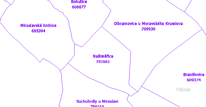 Katastrální mapa Našiměřice