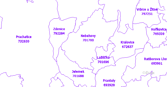 Katastrální mapa Nebahovy