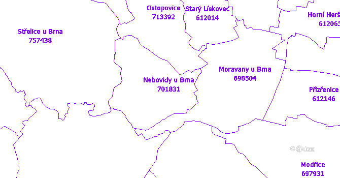 Katastrální mapa Nebovidy