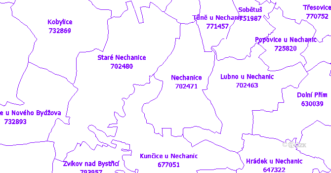 Katastrální mapa Nechanice