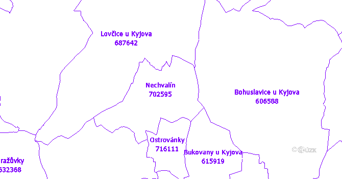 Katastrální mapa Nechvalín