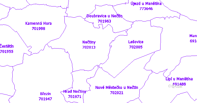 Katastrální mapa Nečtiny