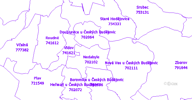 Katastrální mapa Nedabyle