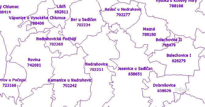 Katastrální mapa Nedrahovice