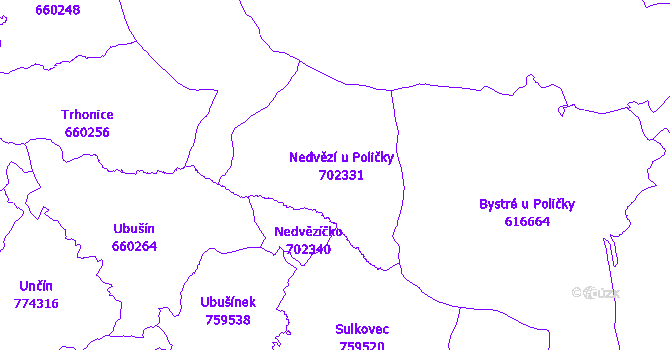 Katastrální mapa Nedvězí