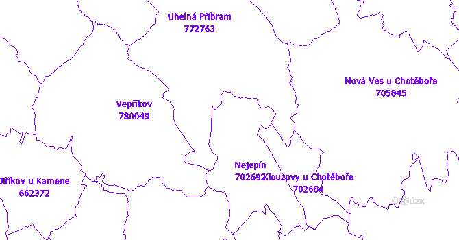 Katastrální mapa Nejepín