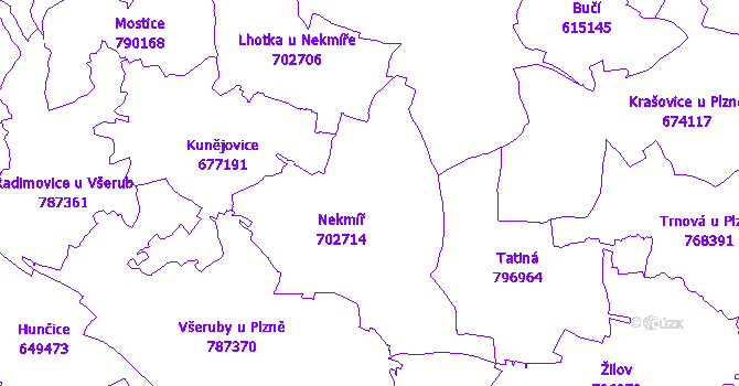 Katastrální mapa Nekmíř
