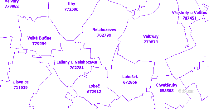 Katastrální mapa Nelahozeves
