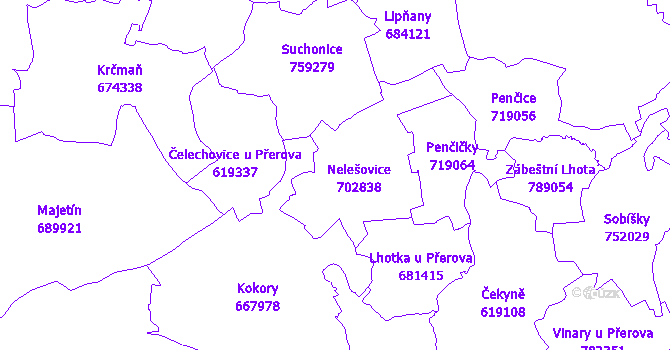 Katastrální mapa Nelešovice