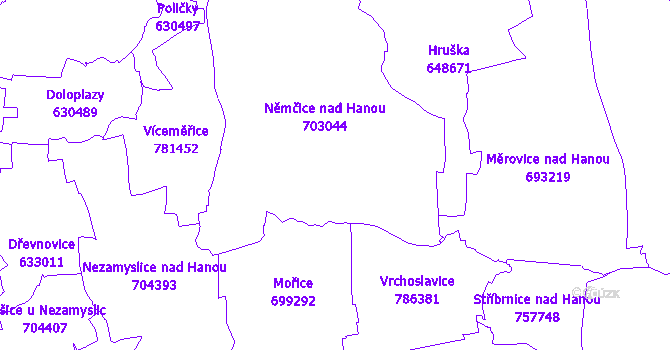 Katastrální mapa Němčice nad Hanou