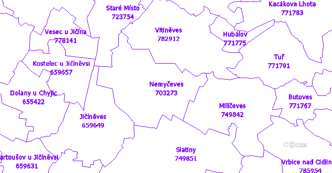 Katastrální mapa Nemyčeves