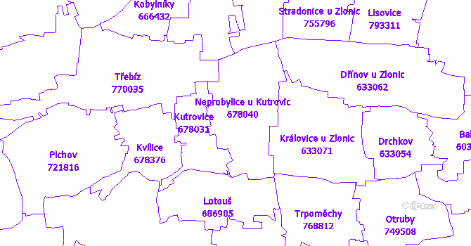 Katastrální mapa Neprobylice