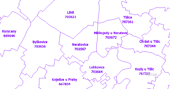 Katastrální mapa Neratovice
