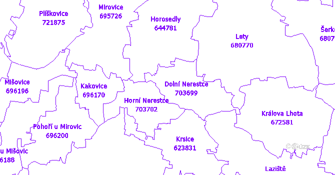 Katastrální mapa Nerestce