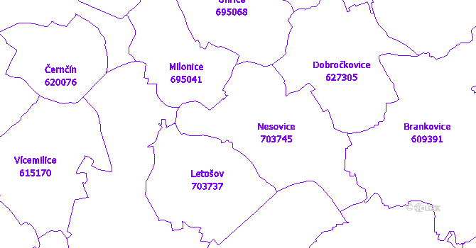 Katastrální mapa Nesovice