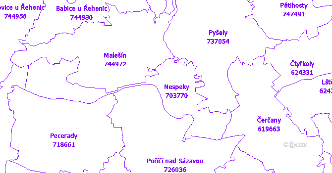 Katastrální mapa Nespeky