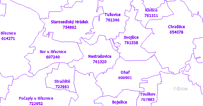 Katastrální mapa Nestrašovice
