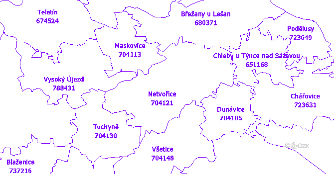 Katastrální mapa Netvořice