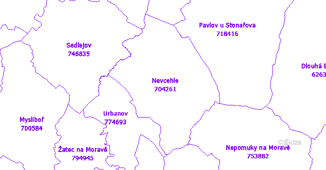 Katastrální mapa Nevcehle