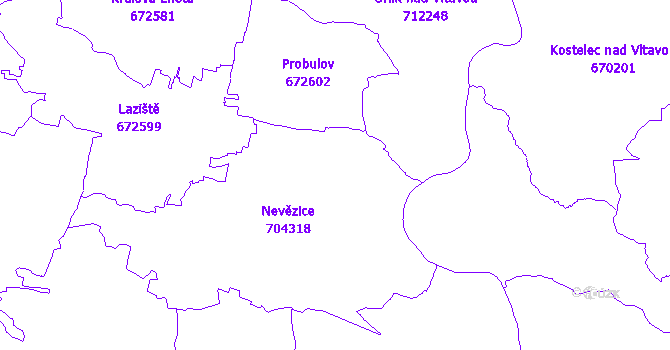 Katastrální mapa Nevězice