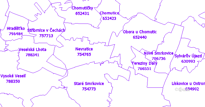 Katastrální mapa Nevratice